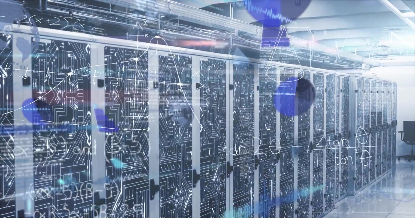 Animation of data processing over server room