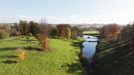 Countryside-view-of-autumn-trees-and-lakes