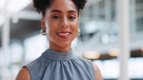 wink, smile and black woman portrait of a business