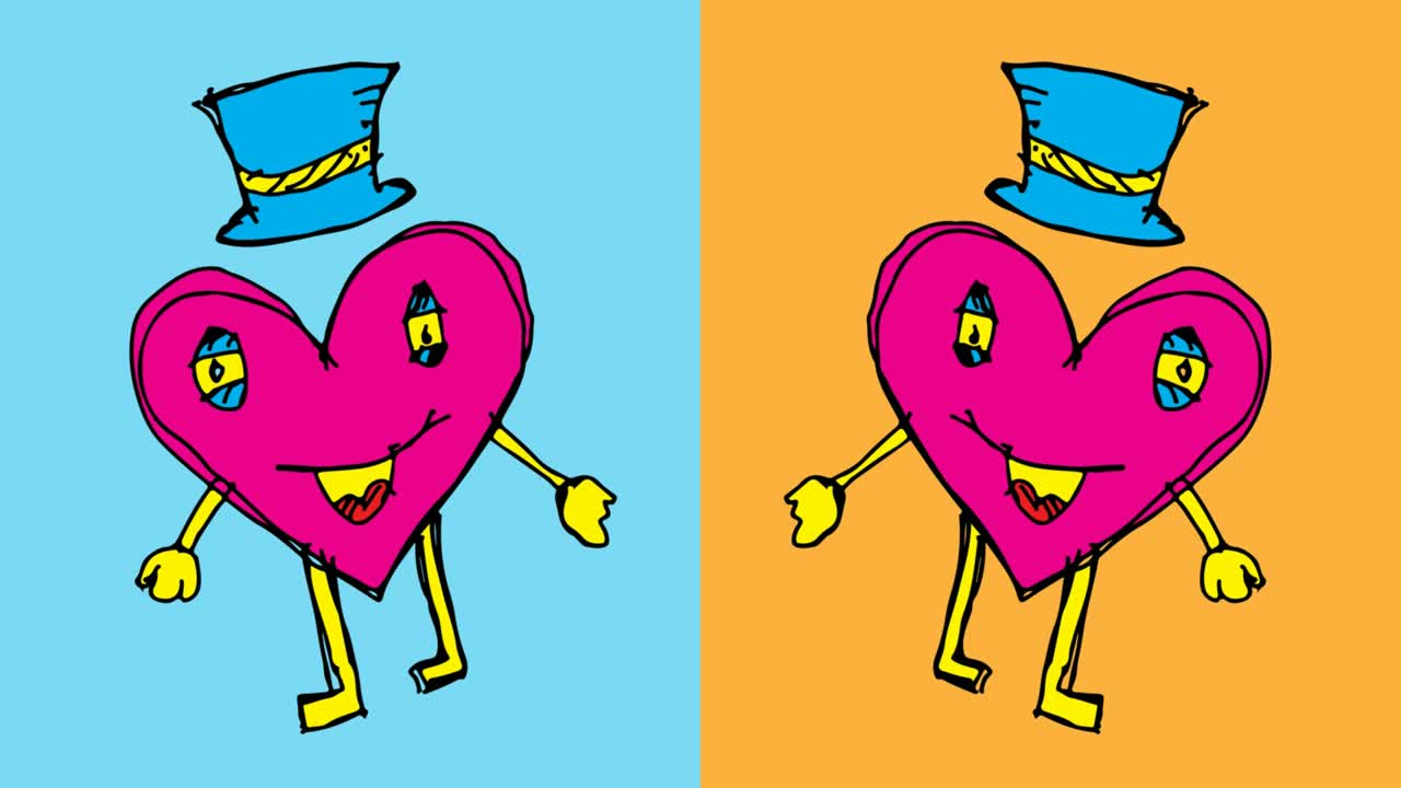 아이들이 사랑의 주제로 팝 아트를 그림 그리는 원활한 배경