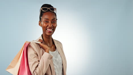 Black-woman,-shopping-bags