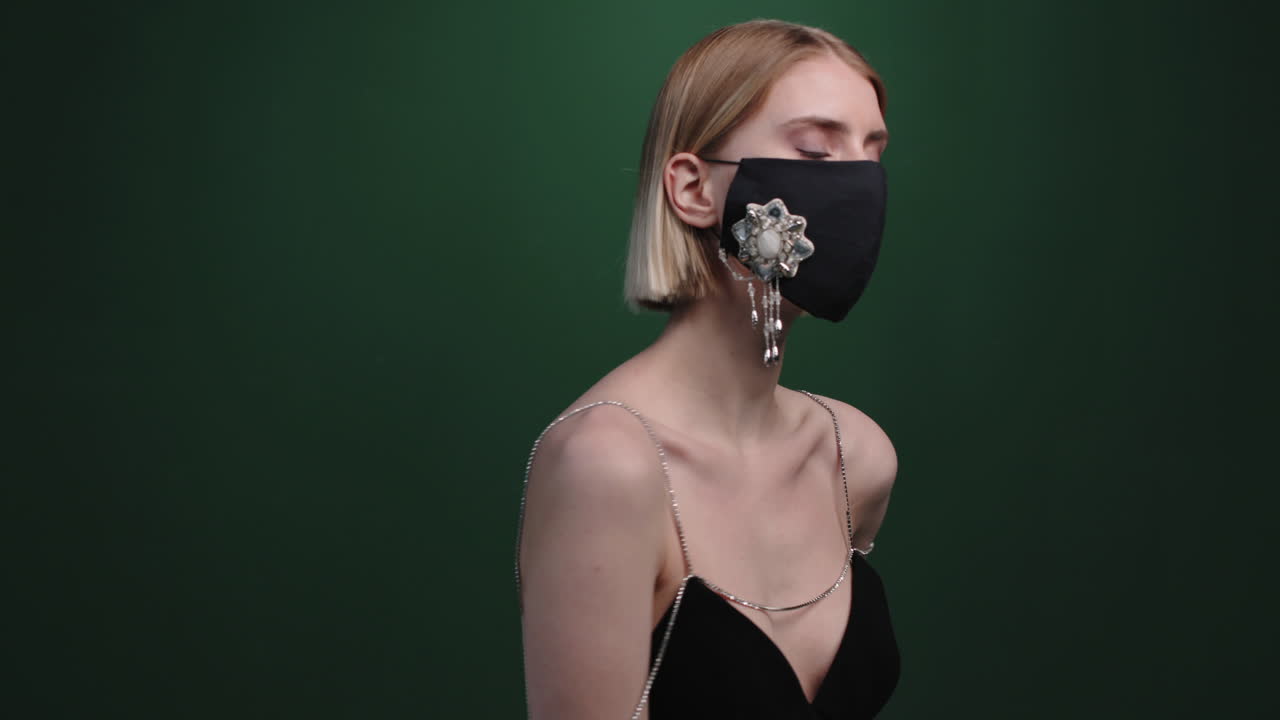 Portrait of Stylish Woman in Face Mask