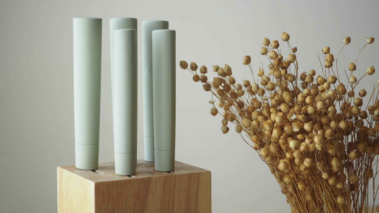 Elegant Kitchen Knives and Dried Flowers