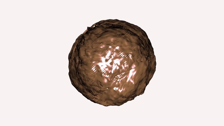 Chocolate ball or chocolate covered candy in a spinning animation - white background
