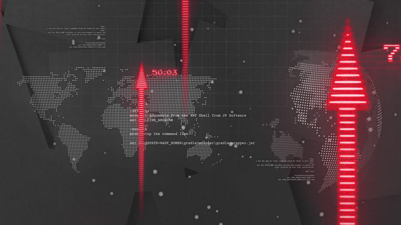animation of data processing and diagrams over globe and world map ...
