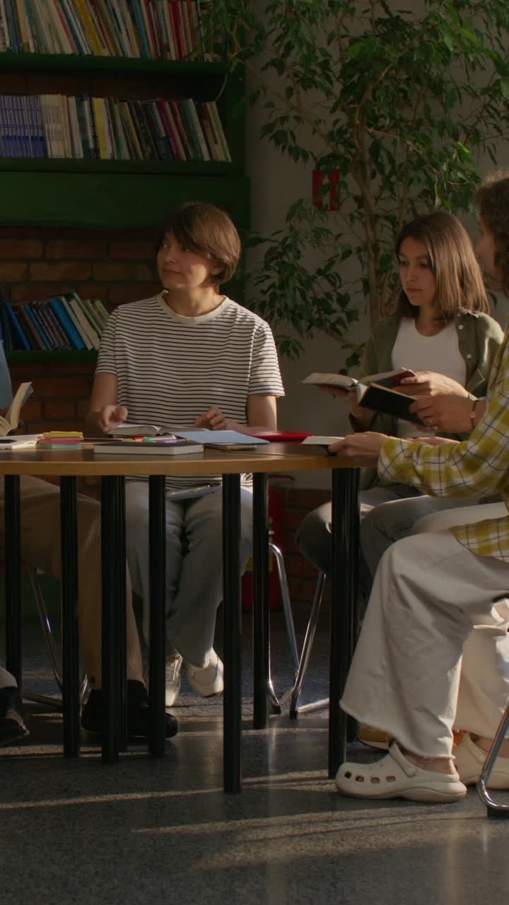 Students Studying in a Library