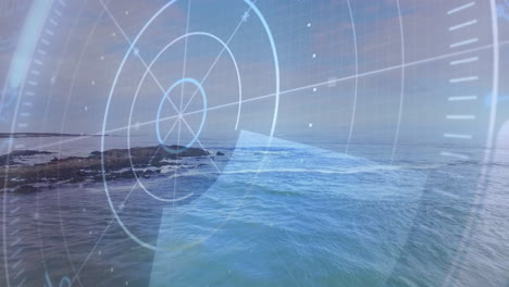 animación de escaneo por radar sobre el paisaje oceánico