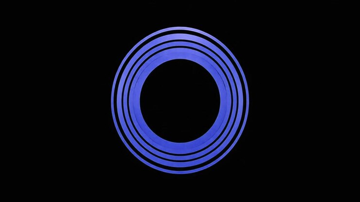 Abstract Animation of Concentric Blue Rings Expanding and Contracting