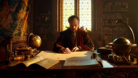 medieval scholar in study