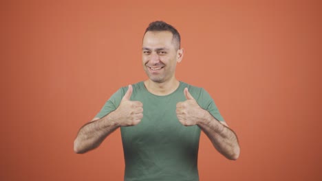 businessman making a trust sign at the camera.