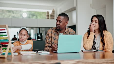 Home-school-parents,-child-and-paper-notes