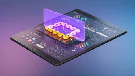 dynamic visualization of data and digital assets: exploring interactive blockchain technology through advanced user interface on tablet device