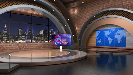 el bucle de fondo del estudio de noticias virtual en 3d