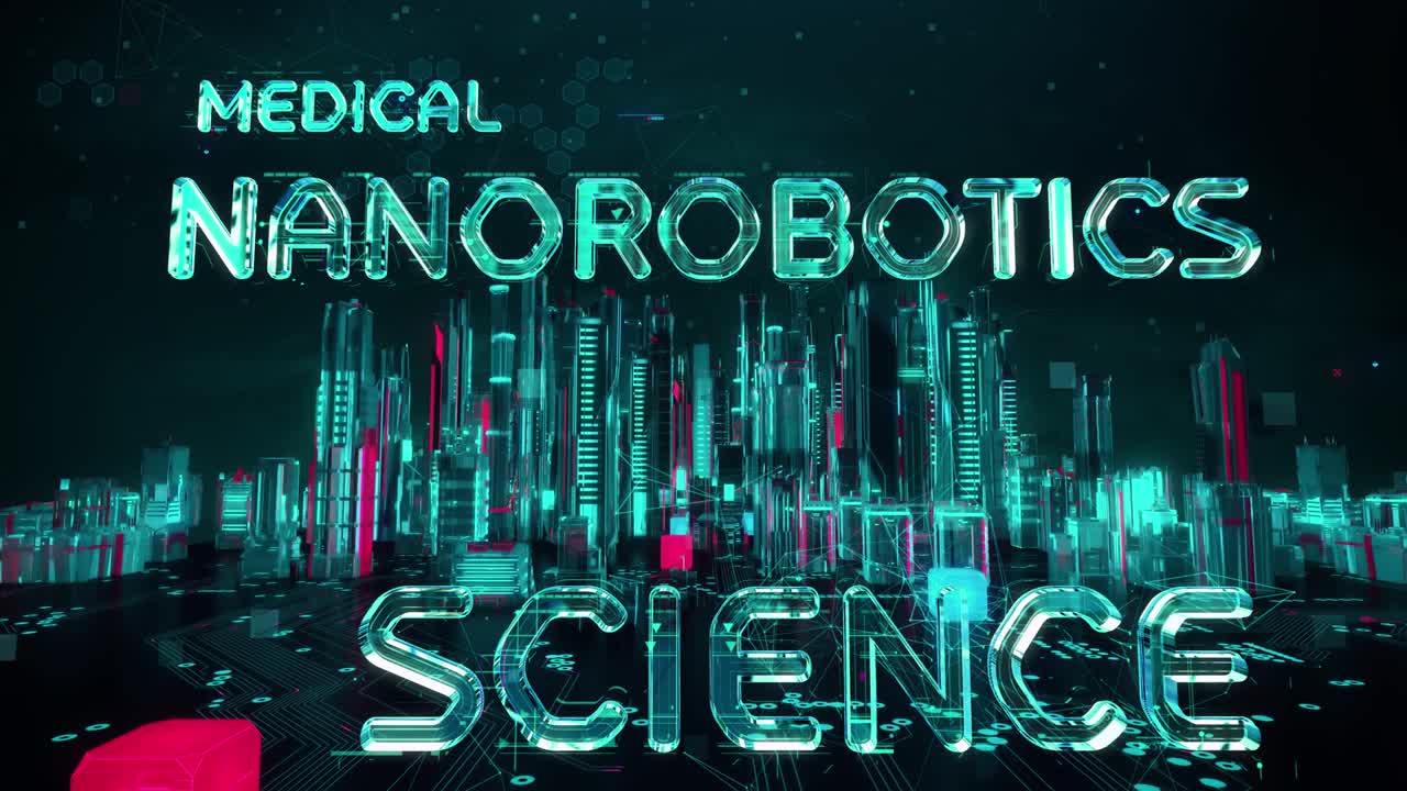 디지털 기술 하이테크 개념을 가진 나노