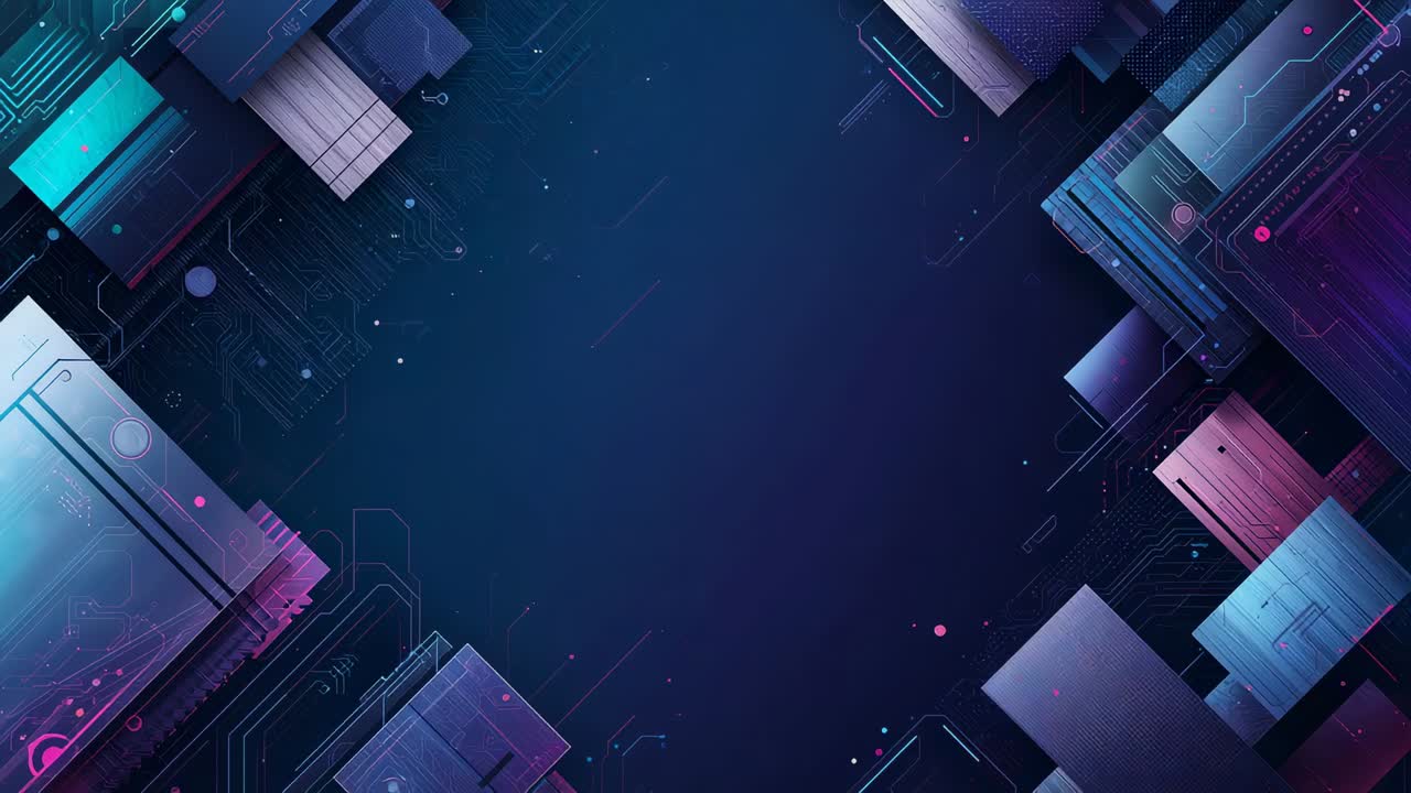 Pulsing central dark framed area glowing in UI with panel, circuit traces on playback for overlay