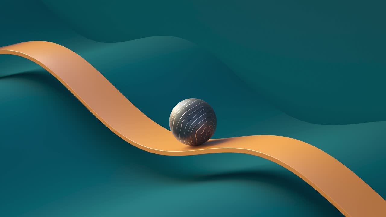 3d render animation of ball sliding, orange and green colors