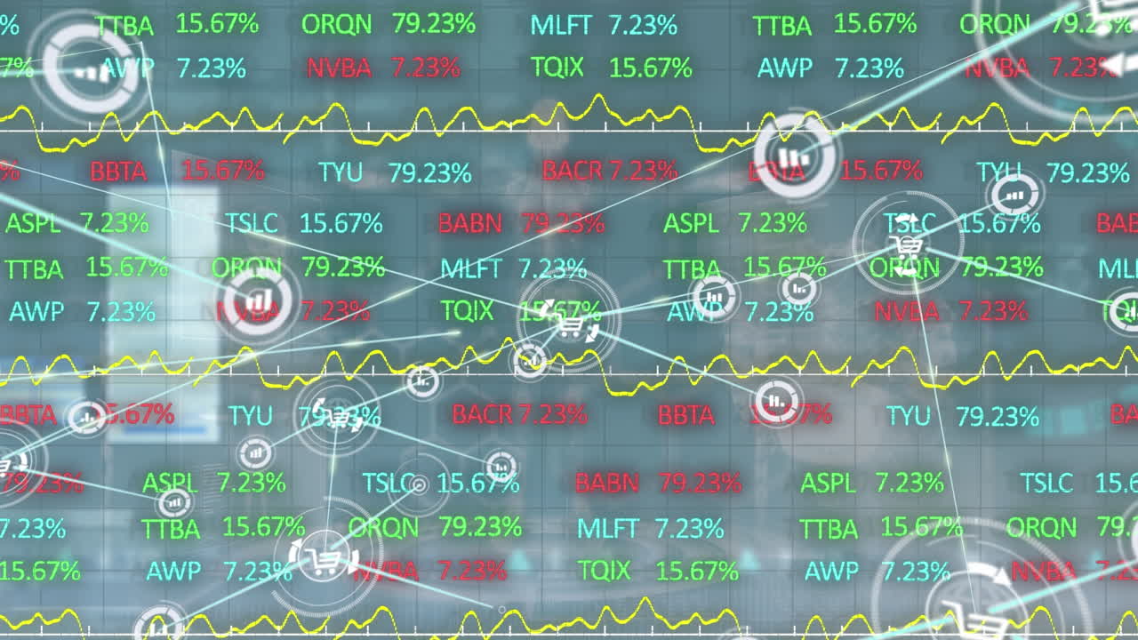 데이터 처리에 대한 아이콘으로 연결 네트워크의 애니메이션