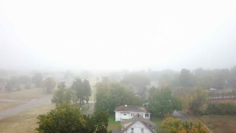 Rural-settlement-in-the-countryside-with-foggy-morning,-Oklahoma