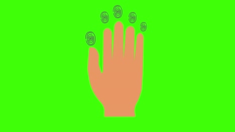 green screen , safety offense icon , hand with fingerprint