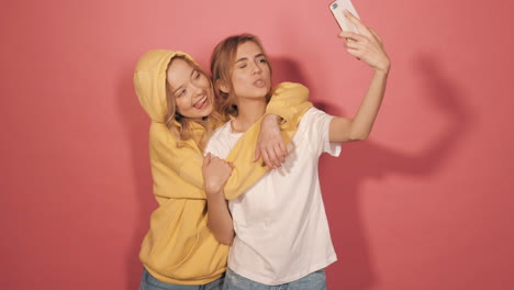 two friends taking a selfie