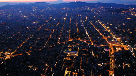 aerial view of barcelona at sunrise, spain