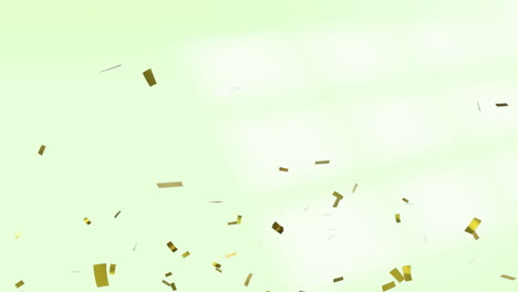 Animation-of-gold-confetti-over-green-background