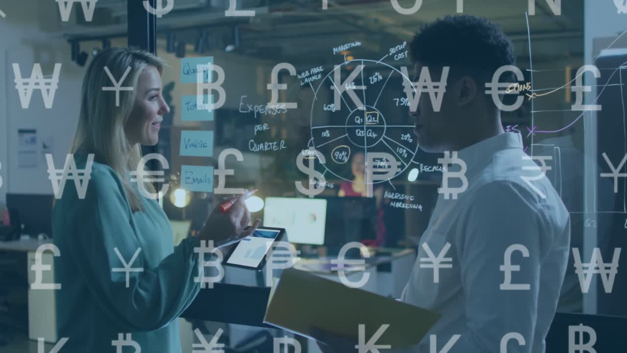 Animation of data processing over diverse business people