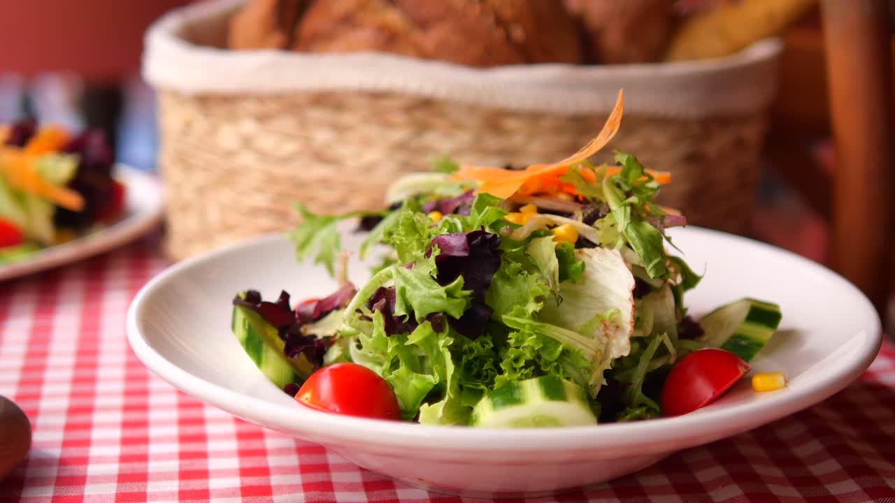 Salad with Vegetables and Bread