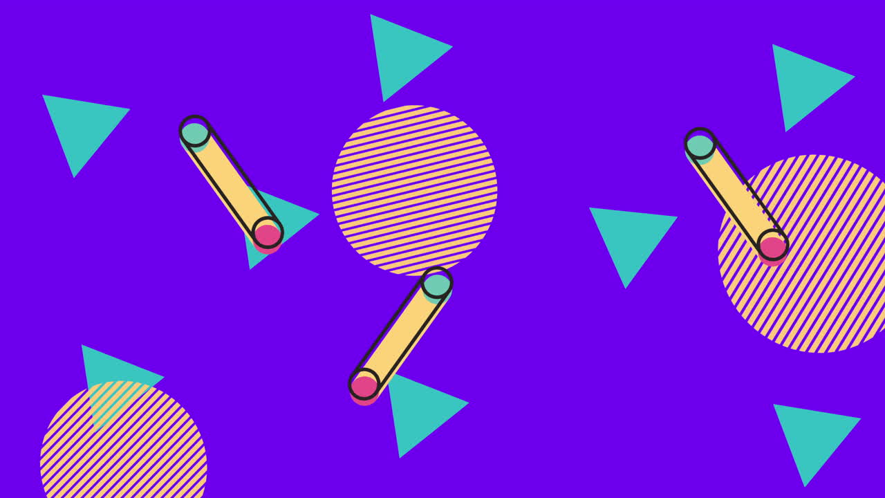 colors lines and geometric figures in lilac background animation