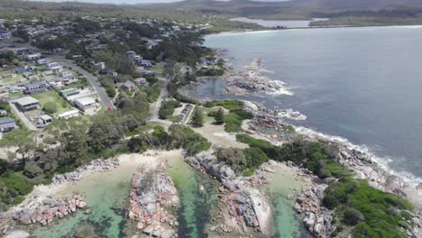 skeleton bay reserve near the binalong bay beach during summer in tasmania, australia