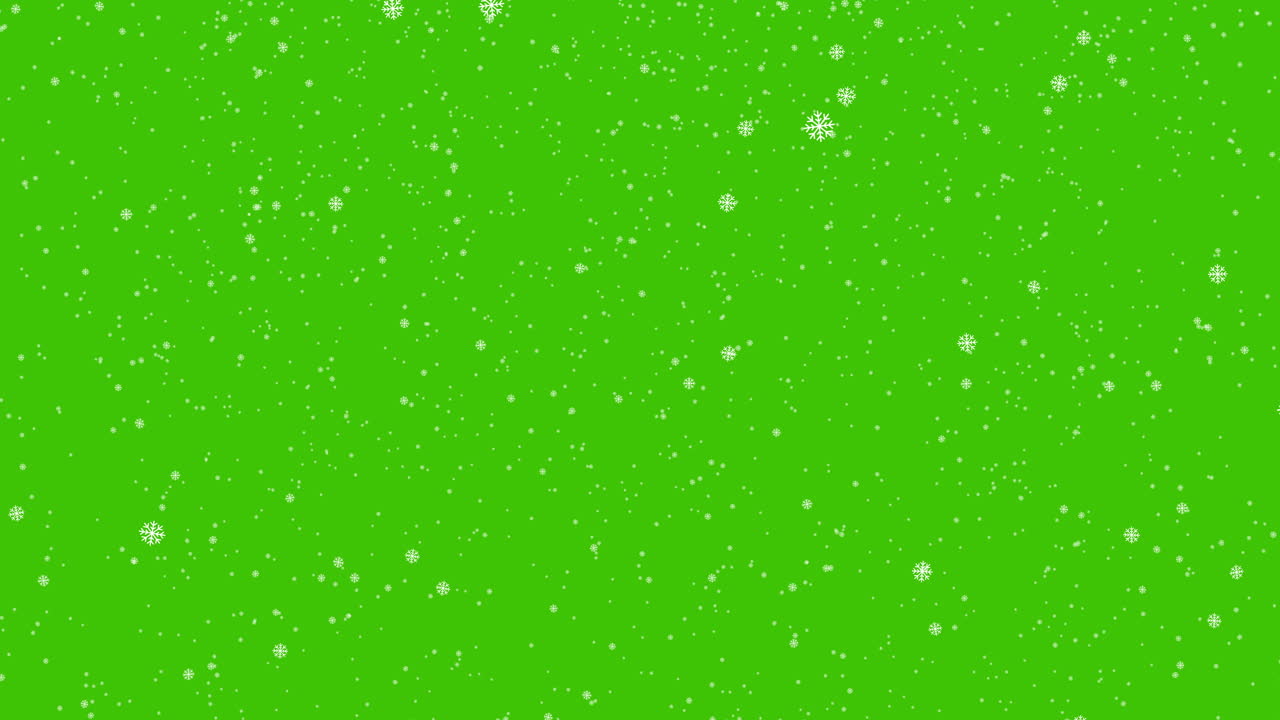 gráfico animado de copos de nieve cayendo en pantalla verde en 4k