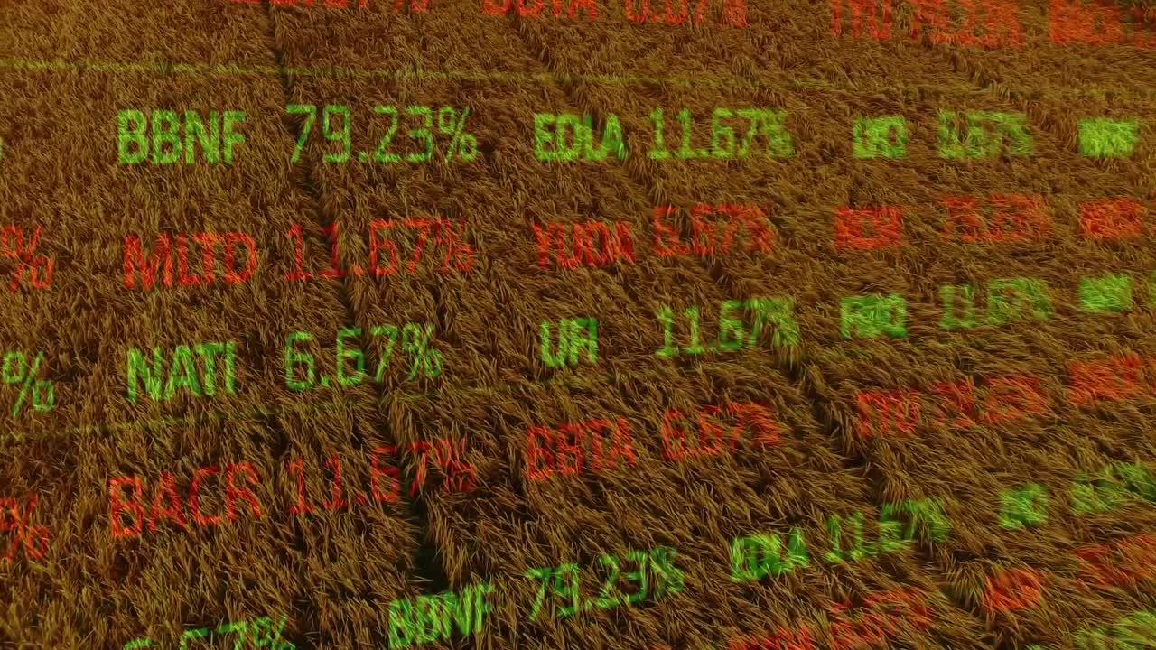Animation af behandling af finansielle data over et landbrugsområde