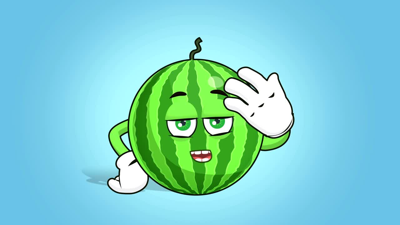 dibujos animados cara de sandía animación facepalm molesto hablar con alfa mate