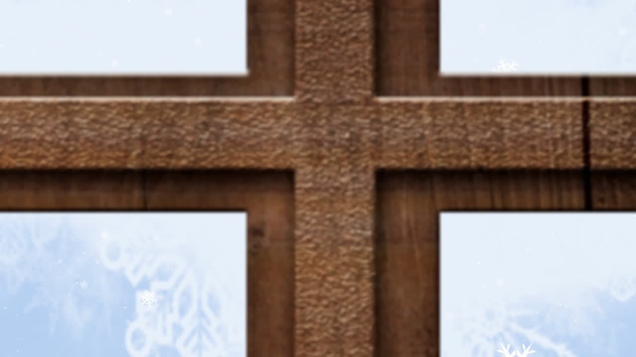 창문 을 통해 볼 수 있는 눈 이 떨어지는 애니메이션