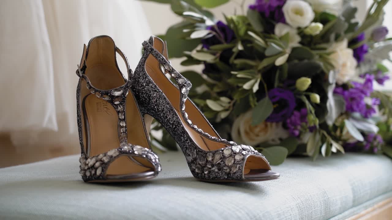 신부 결혼식을 위한 제품 신부 레이아웃을 위한 우아한 하이 힐 설정