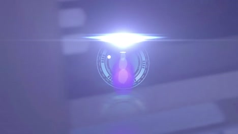 Animation-Einer-Sich-Schnell-Bewegenden-Uhr-Und-Scannen-Des-Zielfernrohrs-über-Leuchtendem-Licht-Auf-Violettem-Hintergrund