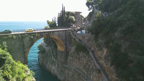 beautiful bridge over fiordo di furore beach in amalfi coast, italy
