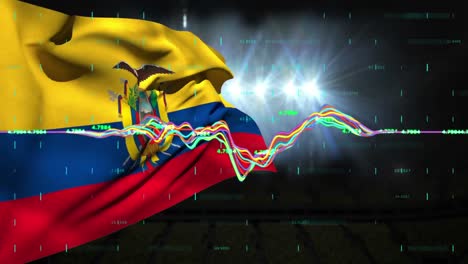 Animation-of-data-processing-over-flag-of-colombia