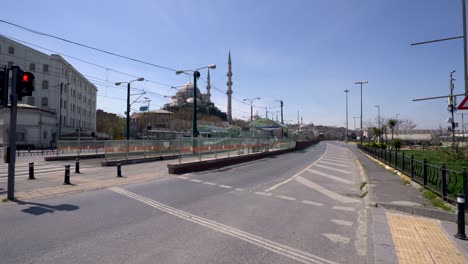 eminonu square from istanbul at covid-19 pandemic curfew.