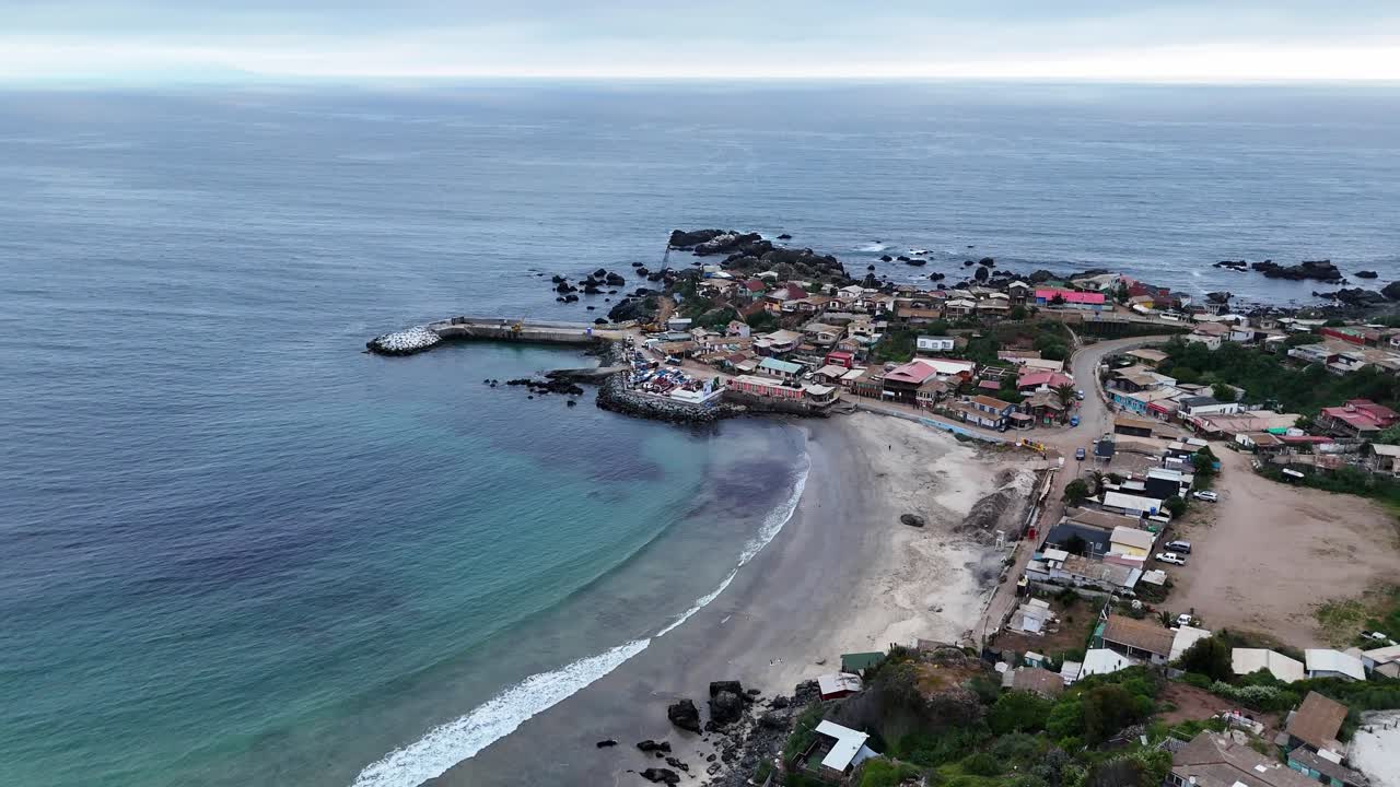 Fishermen's beach in Pichicuy, La Ligua commune, Valparaiso region, Chile