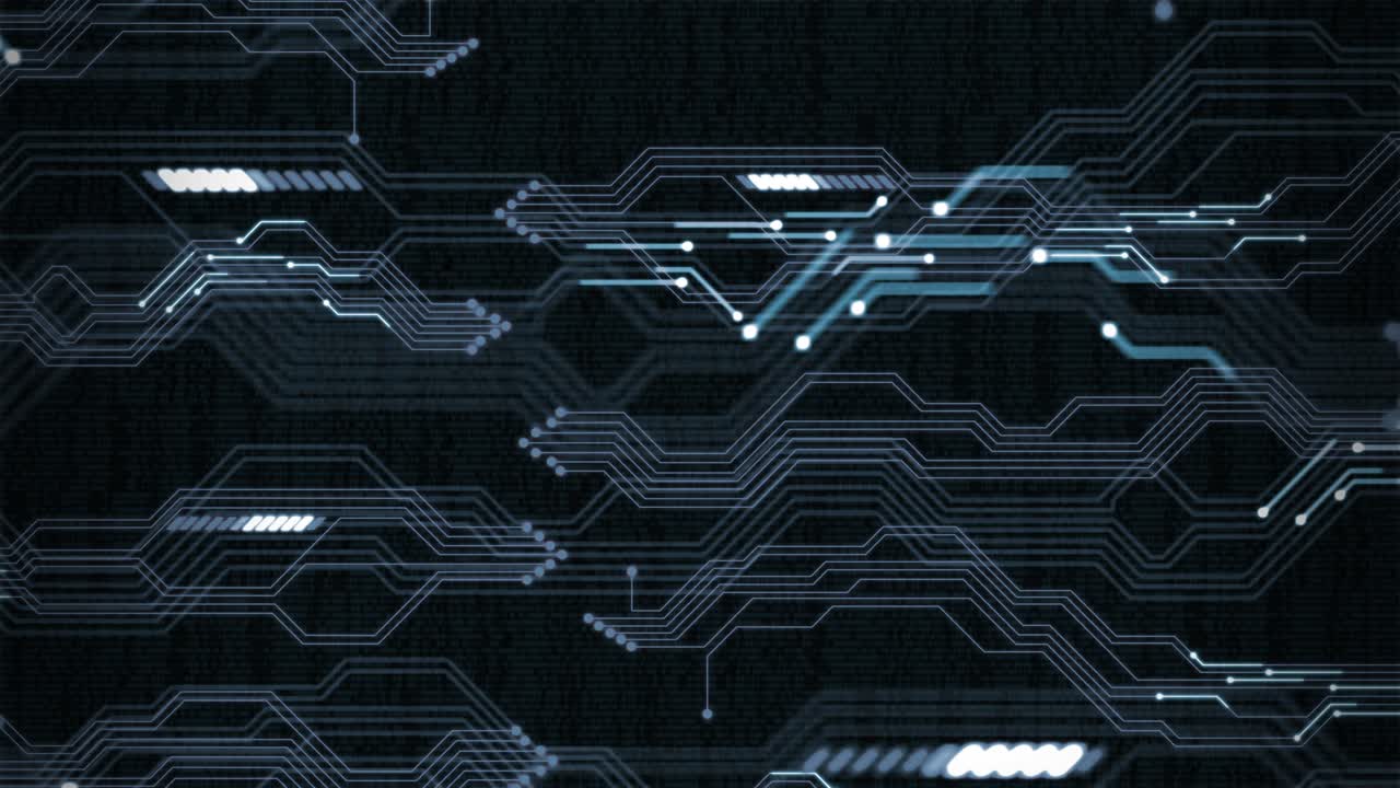 fondo digital abstracto con circuito de computadora e información de datos. animación en bucle