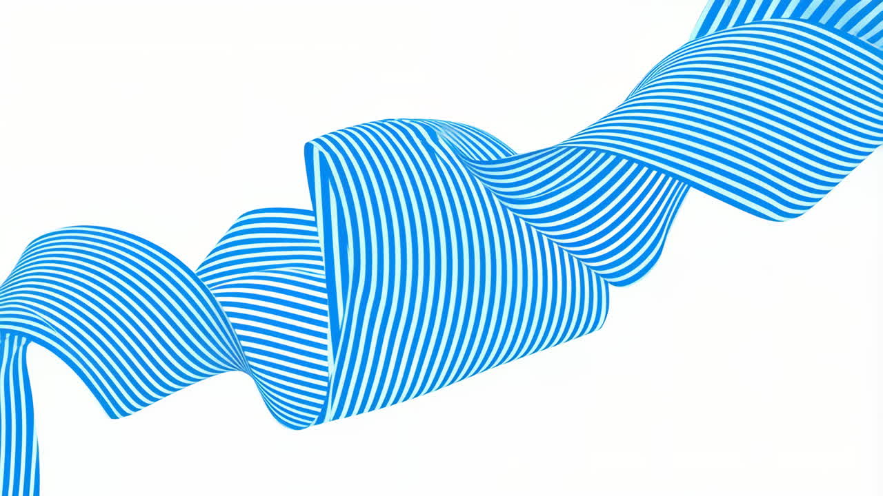 Abstract Blue and White Striped Ribbon Wave