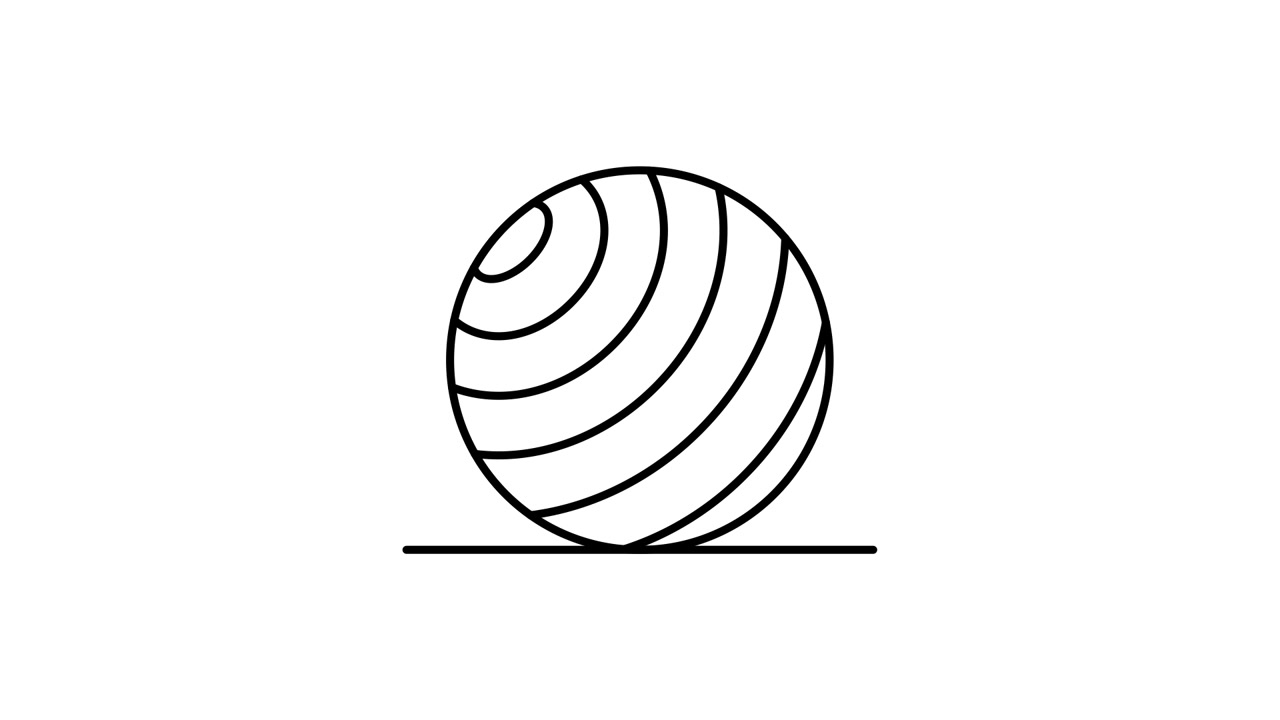 Line Art Animation of a Fitness Ball Rolling