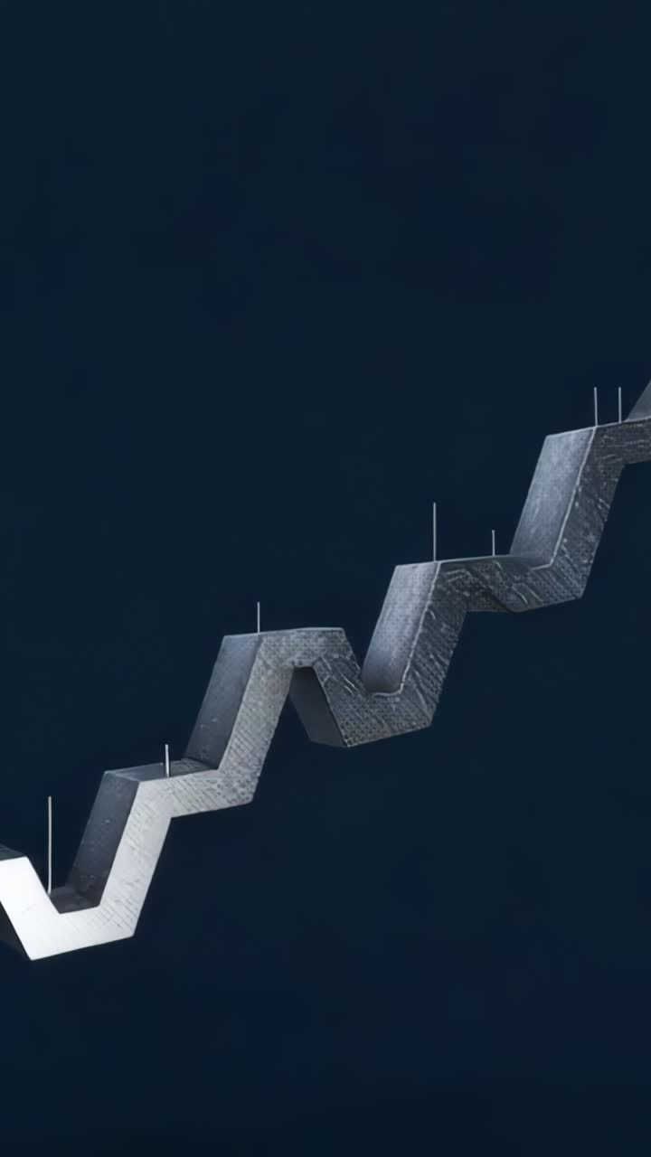Vertical video: Starting zigzag platform drifting in blue void, lighting wave sweeping and fading