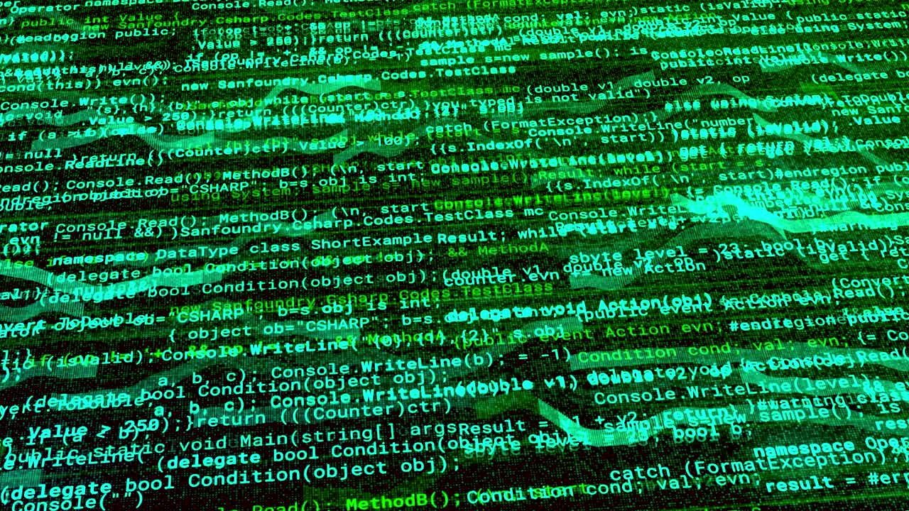 fondo digital abstracto con datos verdes escritos por uno mismo que se ejecutan con efecto matriz. animación. código de software que progresa constantemente con impulsos en ejecución, bucle sin costuras