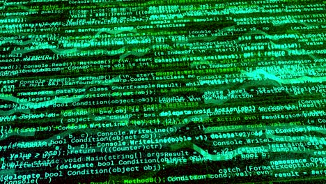 fondo digital abstracto con datos verdes escritos por uno mismo que se ejecutan con efecto matriz. animación. código de software que progresa constantemente con impulsos en ejecución, bucle sin costuras