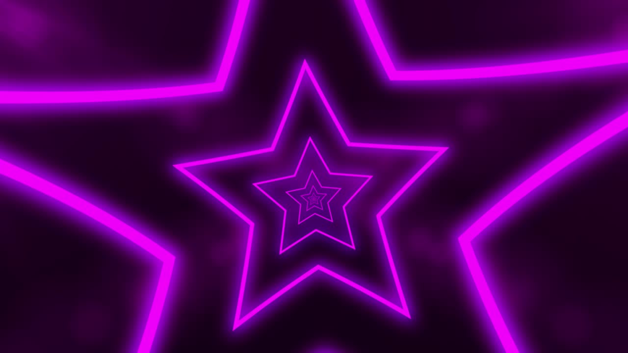Abstrakt digital baggrund med neonlilla stjerner, der danner en tunnel. CG-animation 3D-gengivelse. Sømløs sløjfe.