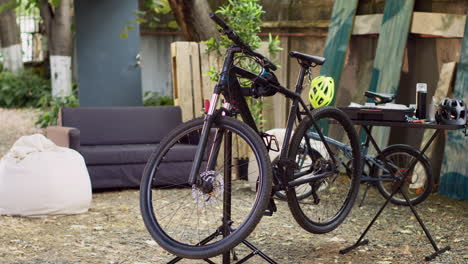 Bicycles-in-yard-for-maintenance