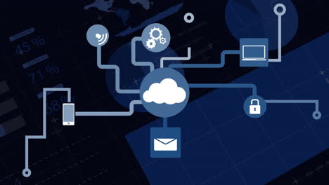 animation of network of connections cloud computing