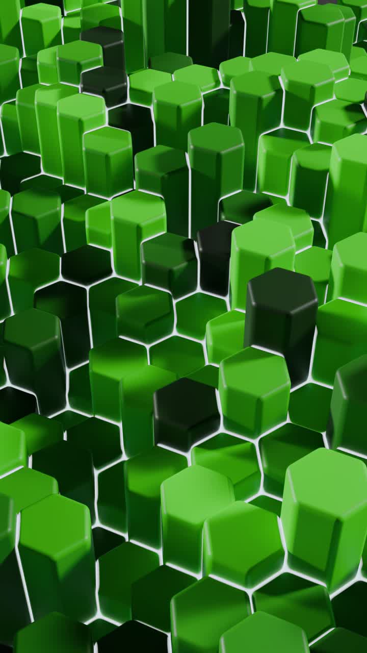 Abstract 3D Geometric Pattern with Green Hexagons
